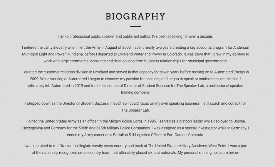abstract biography examples